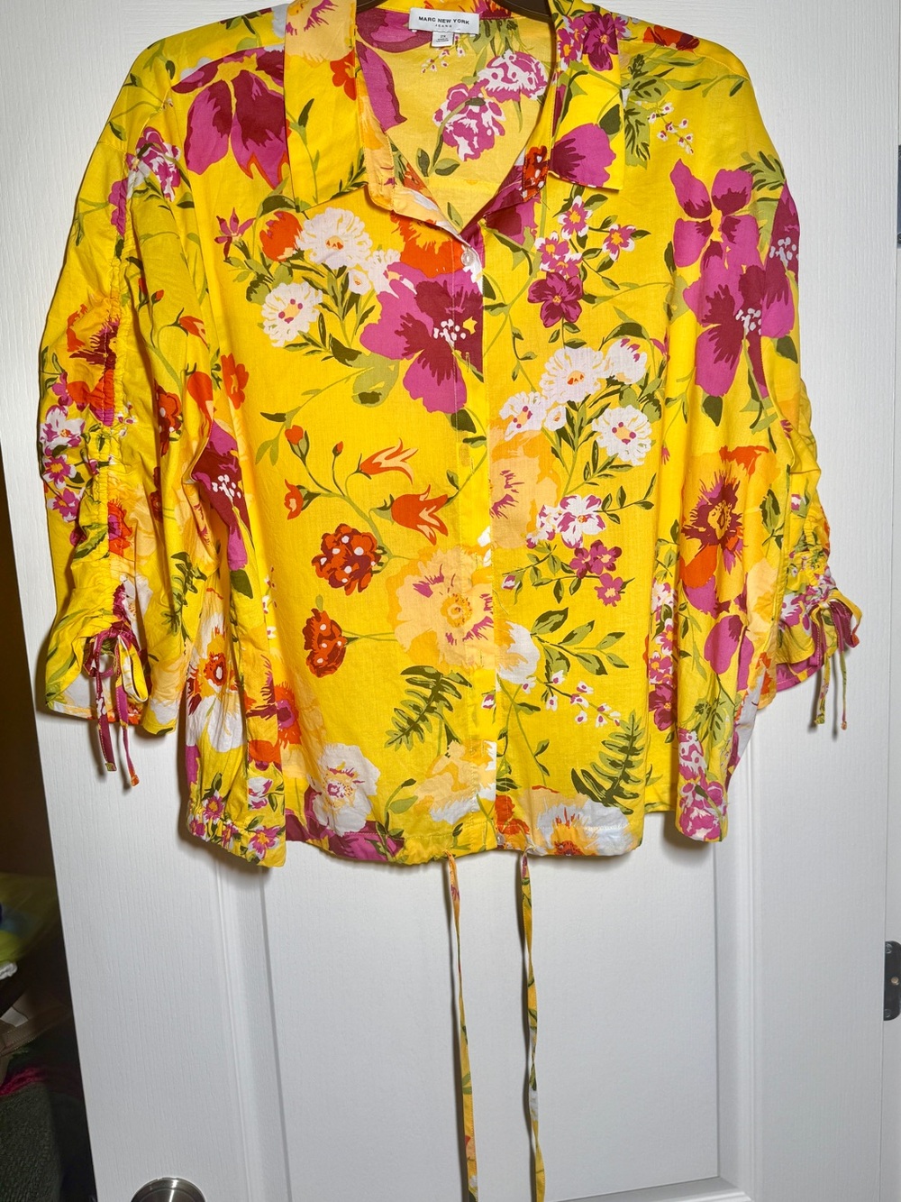 Marc New York Yellow Floral Button-Down Blouse
